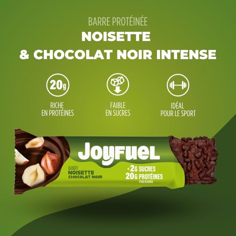 Barre Protéine 55g Joyfuel 20g de protéines - Noisette Chocolat Noir