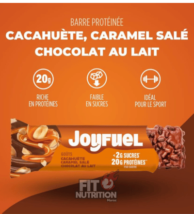 Barre Protéine 55g Joyfuel 20g de protéines - Chocolat au Lait Cacahuète Caramel Salé