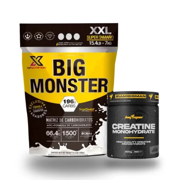 Pack Prise de Masse Big Monster Gainer 7kg + Creatine Monohydrate 300g