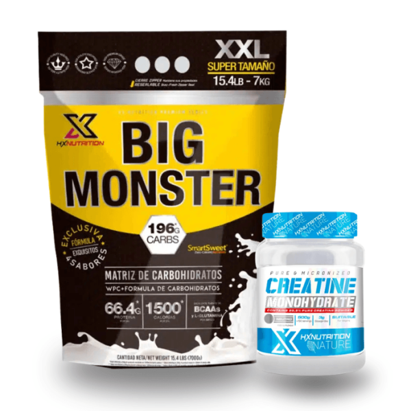 Pack Prise de Masse HX Big Monster Gainer 7kg + HX Creatine Monohydrate 300g